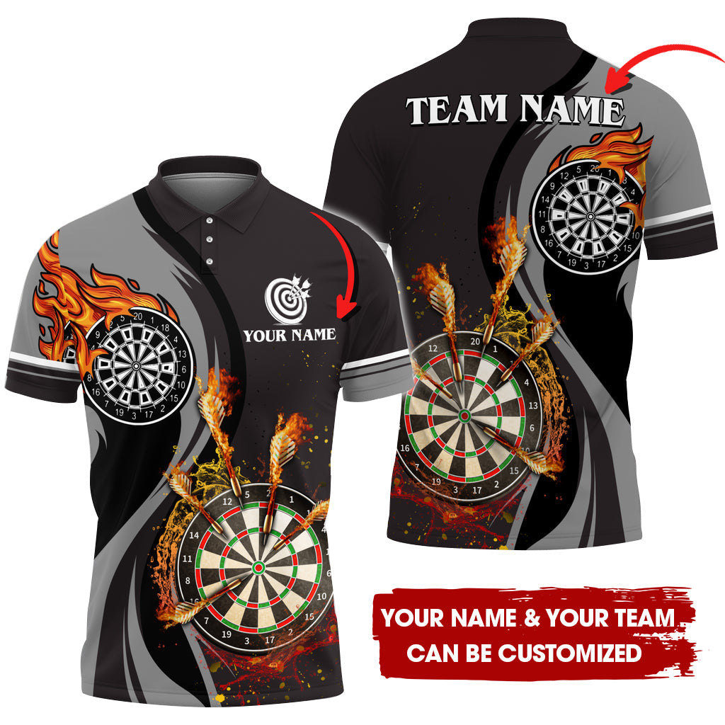 Customized Fire Water Flow Darts Men Polo Shirt, Custom Darts For Team Polo Shirt For Men, Perfect Gift For Darts Lovers, Darts Players