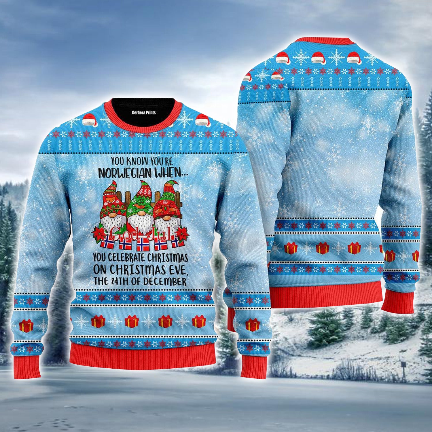 Norwegian Christmas Pattern Ugly Sweater For Men & Women, Perfect Outfit For Christmas New Year Autumn Winter