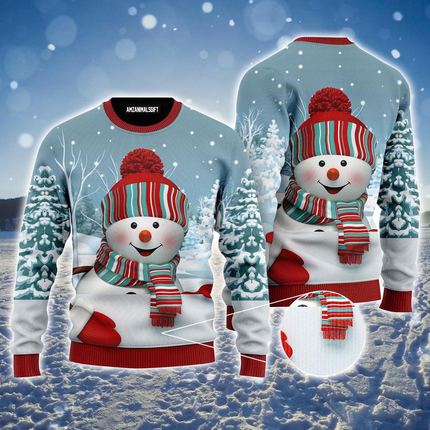 Snowman Christmas Pattern Ugly Sweater For Men & Women, Perfect Outfit For Christmas New Year Autumn Winter
