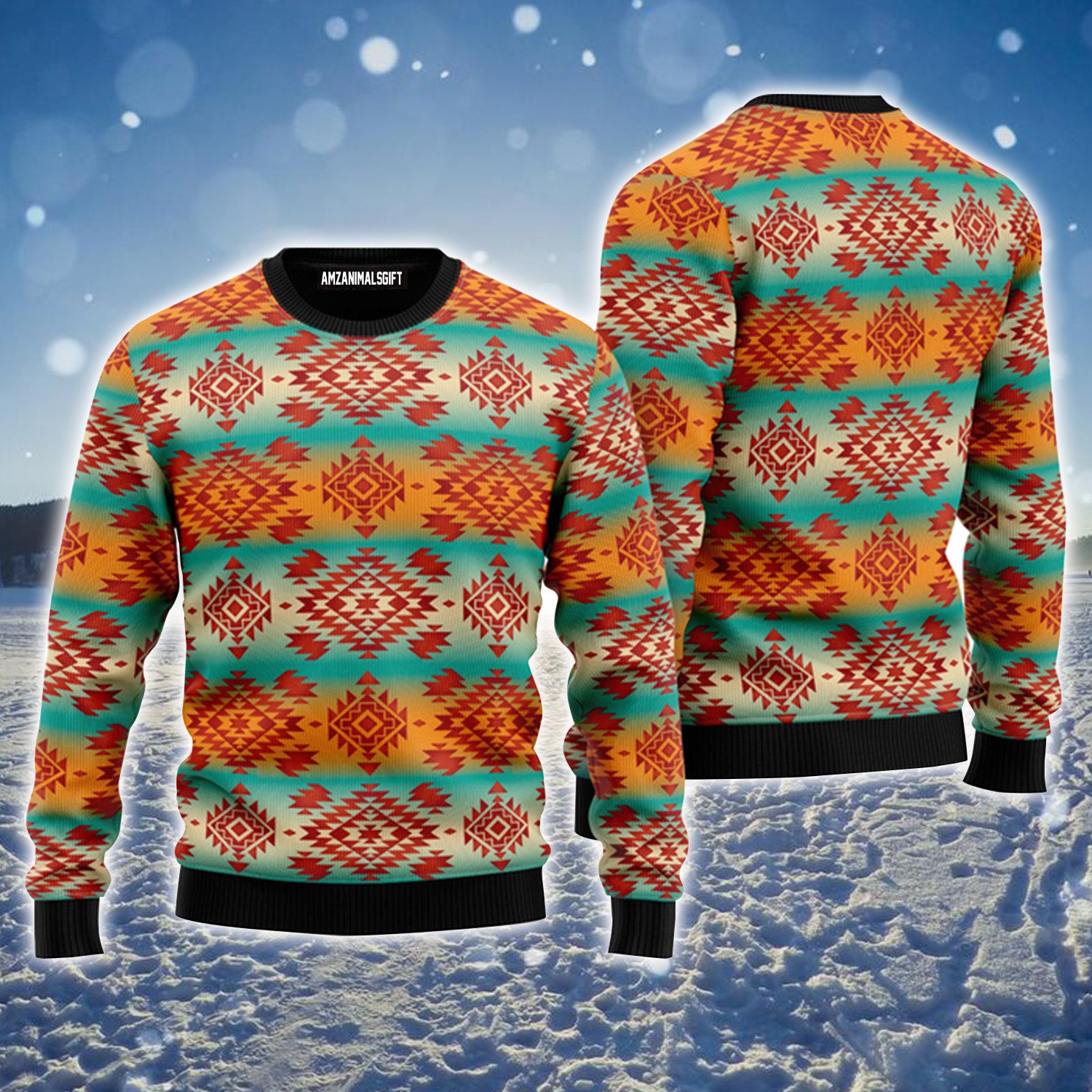 Native American Fabric Pattern Urly Christmas Sweater, Christmas Sweater For Men & Women - Perfect Gift For Christmas, New Year, Winter Holiday