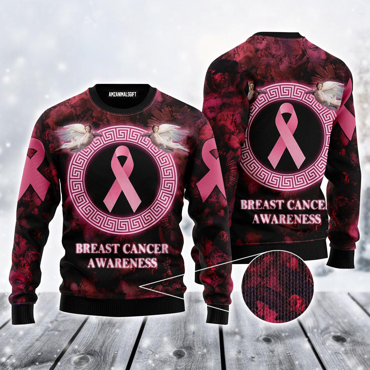 Breast Cancer Awareness Ugly Sweater, Funny Christmas Ugly Sweater, Angel Ugly Sweater For Men & Women - Perfect Gift For Christmas, Family, Friends