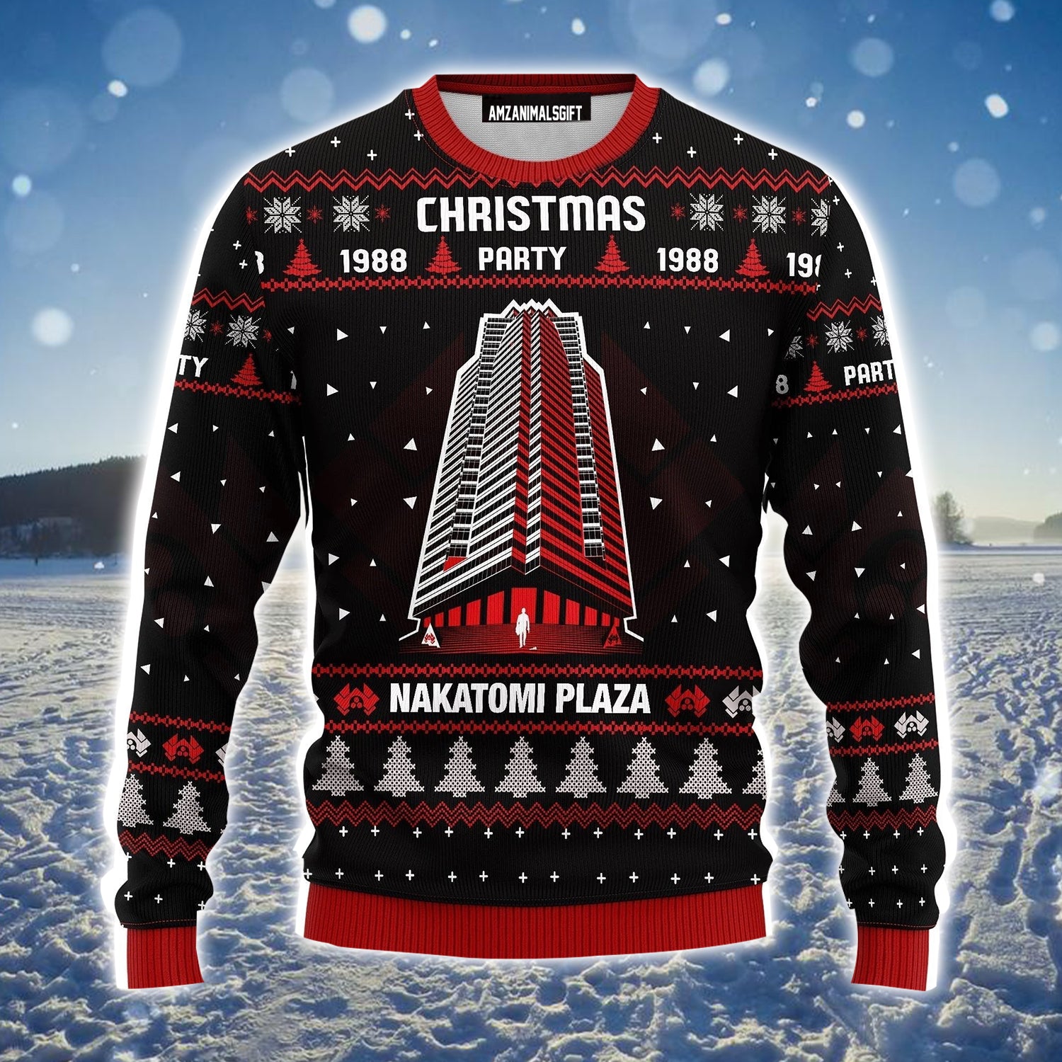 Nakatomi Plaza Ugly Christmas Sweater, Christmas 1988 Pattern Ugly Sweater For Men & Women - Perfect Gift For Christmas, Friends, Family