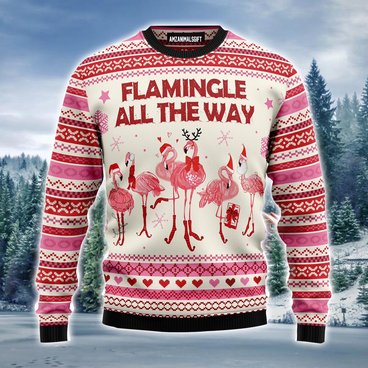 Flamingo Loves Xmas Ugly Christmas Sweater, Flamingle All The Ways Ugly Sweater For Men & Women - Best Gift For Christmas, Flamingo Lovers, Family