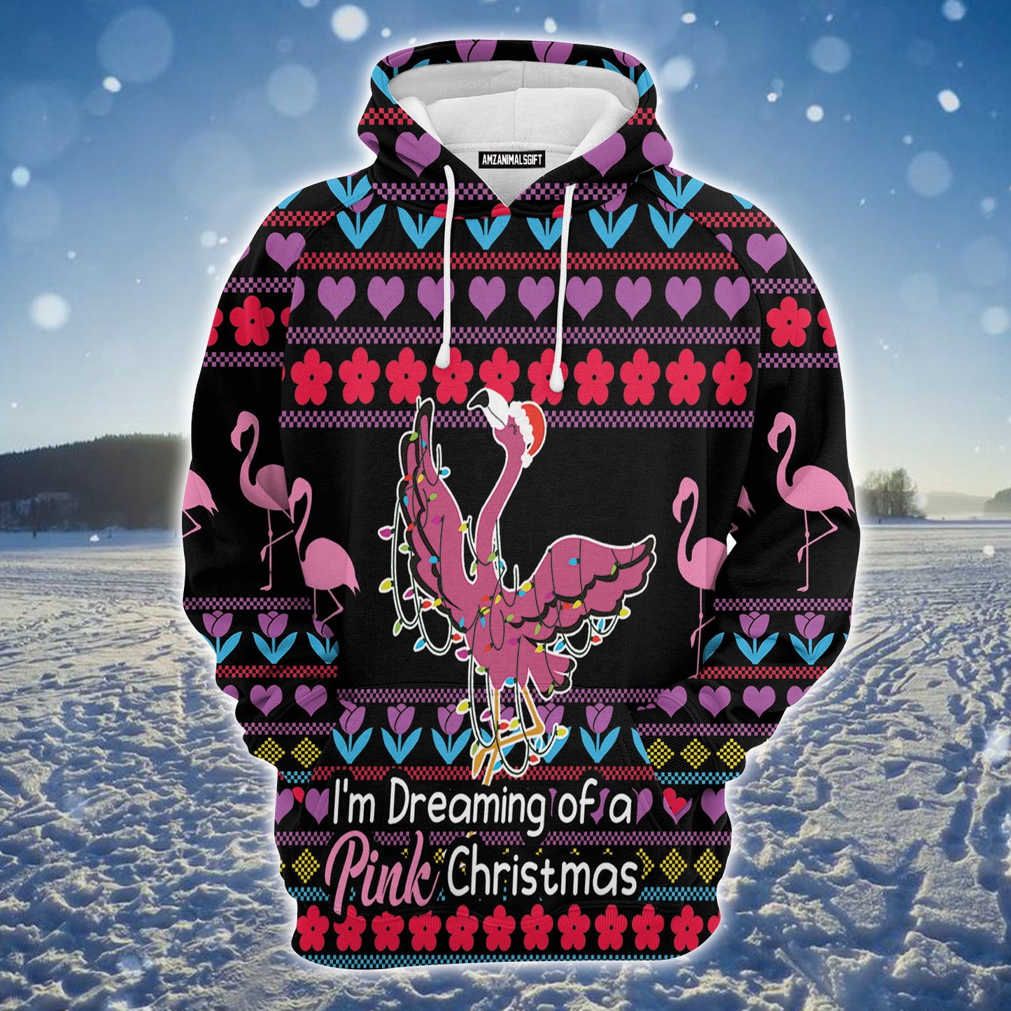Flamingo Pink Christmas Premium Christmas Hoodie, I'm Dreaming Of A Pink Christmas Unisex Hoodie For Men & Women - Perfect Gift For Christmas, Friends