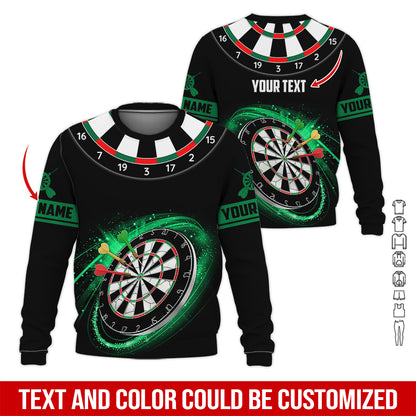 Customized Name & Text Darts Sweatshirt, Personalized Name Red Dartboard Sweatshirt For Men & Women - Gift For Darts Lovers, Darts Players