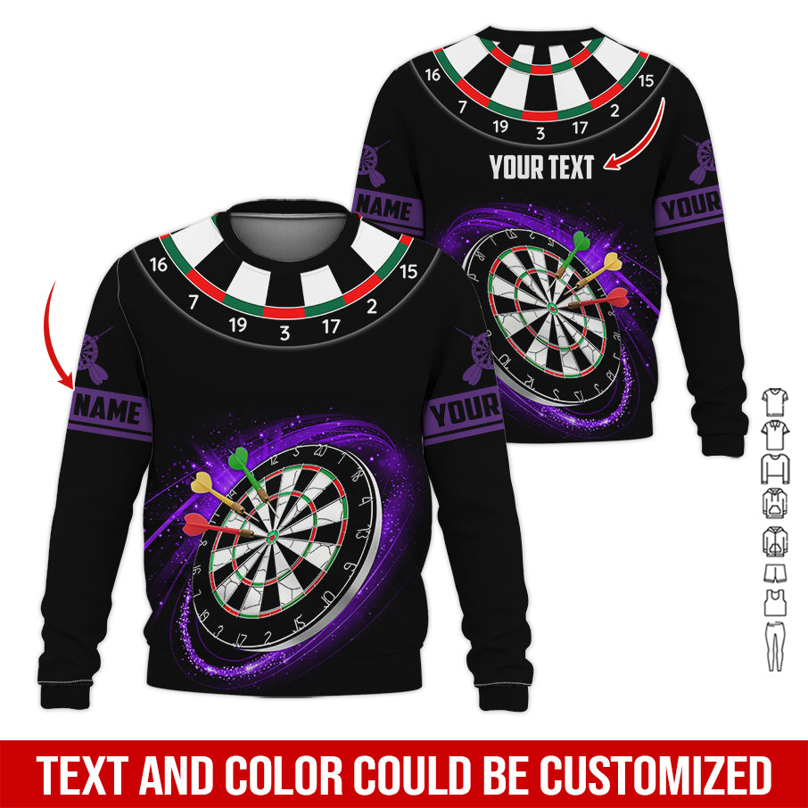 Customized Name & Text Darts Sweatshirt, Personalized Name Red Dartboard Sweatshirt For Men & Women - Gift For Darts Lovers, Darts Players