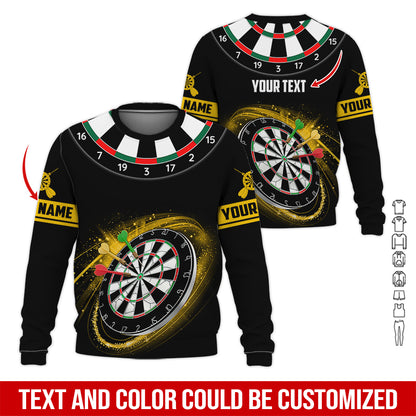 Customized Name & Text Darts Sweatshirt, Personalized Name Red Dartboard Sweatshirt For Men & Women - Gift For Darts Lovers, Darts Players