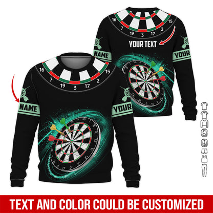 Customized Name & Text Darts Sweatshirt, Personalized Name Red Dartboard Sweatshirt For Men & Women - Gift For Darts Lovers, Darts Players