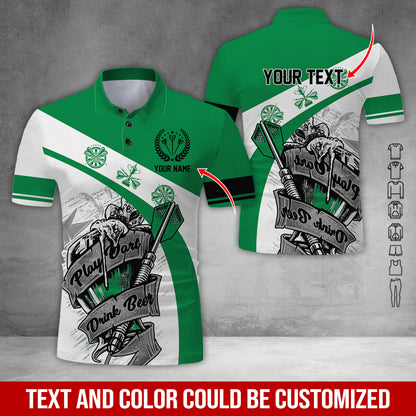 Customized Name & Text Darts Polo Shirt, Play Darts Drink Beer Personalized Darts Uniforms Polo Shirt - Perfect Gift For Darts Lovers, Darts Players