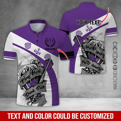 Customized Name & Text Darts Polo Shirt, Play Darts Drink Beer Personalized Darts Uniforms Polo Shirt - Perfect Gift For Darts Lovers, Darts Players