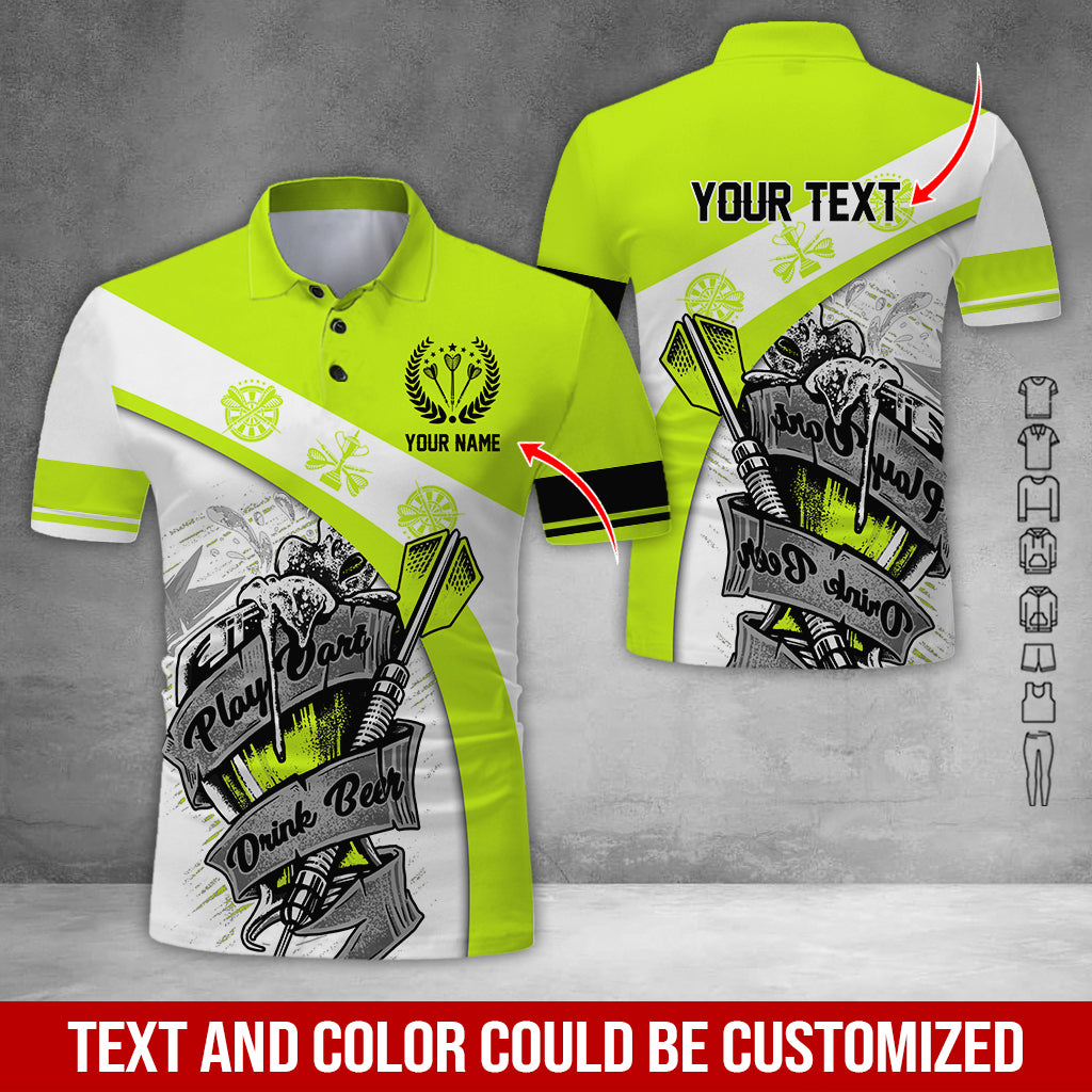 Customized Name & Text Darts Polo Shirt, Play Darts Drink Beer Personalized Darts Uniforms Polo Shirt - Perfect Gift For Darts Lovers, Darts Players