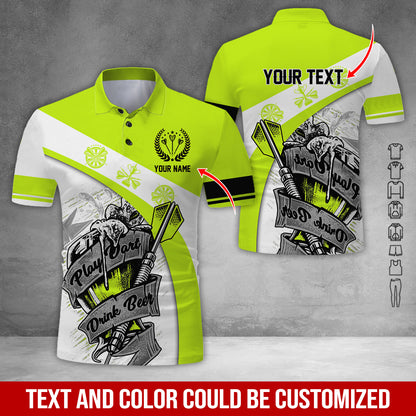 Customized Name & Text Darts Polo Shirt, Play Darts Drink Beer Personalized Darts Uniforms Polo Shirt - Perfect Gift For Darts Lovers, Darts Players