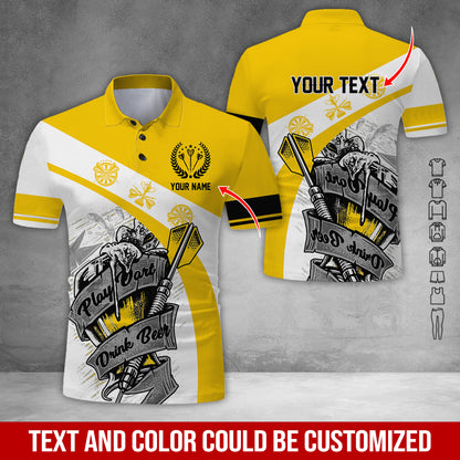 Customized Name & Text Darts Polo Shirt, Play Darts Drink Beer Personalized Darts Uniforms Polo Shirt - Perfect Gift For Darts Lovers, Darts Players