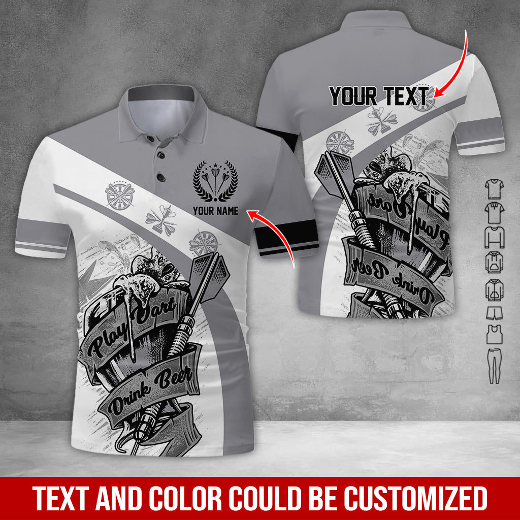 Customized Name & Text Darts Polo Shirt, Play Darts Drink Beer Personalized Darts Uniforms Polo Shirt - Perfect Gift For Darts Lovers, Darts Players