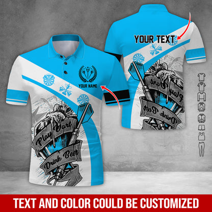 Customized Name & Text Darts Polo Shirt, Play Darts Drink Beer Personalized Darts Uniforms Polo Shirt - Perfect Gift For Darts Lovers, Darts Players