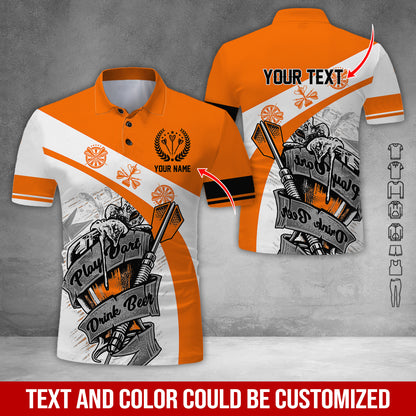 Customized Name & Text Darts Polo Shirt, Play Darts Drink Beer Personalized Darts Uniforms Polo Shirt - Perfect Gift For Darts Lovers, Darts Players