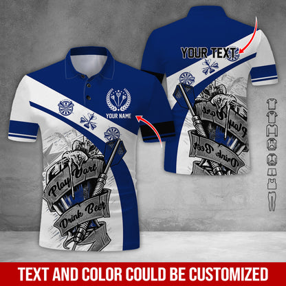 Customized Name & Text Darts Polo Shirt, Play Darts Drink Beer Personalized Darts Uniforms Polo Shirt - Perfect Gift For Darts Lovers, Darts Players