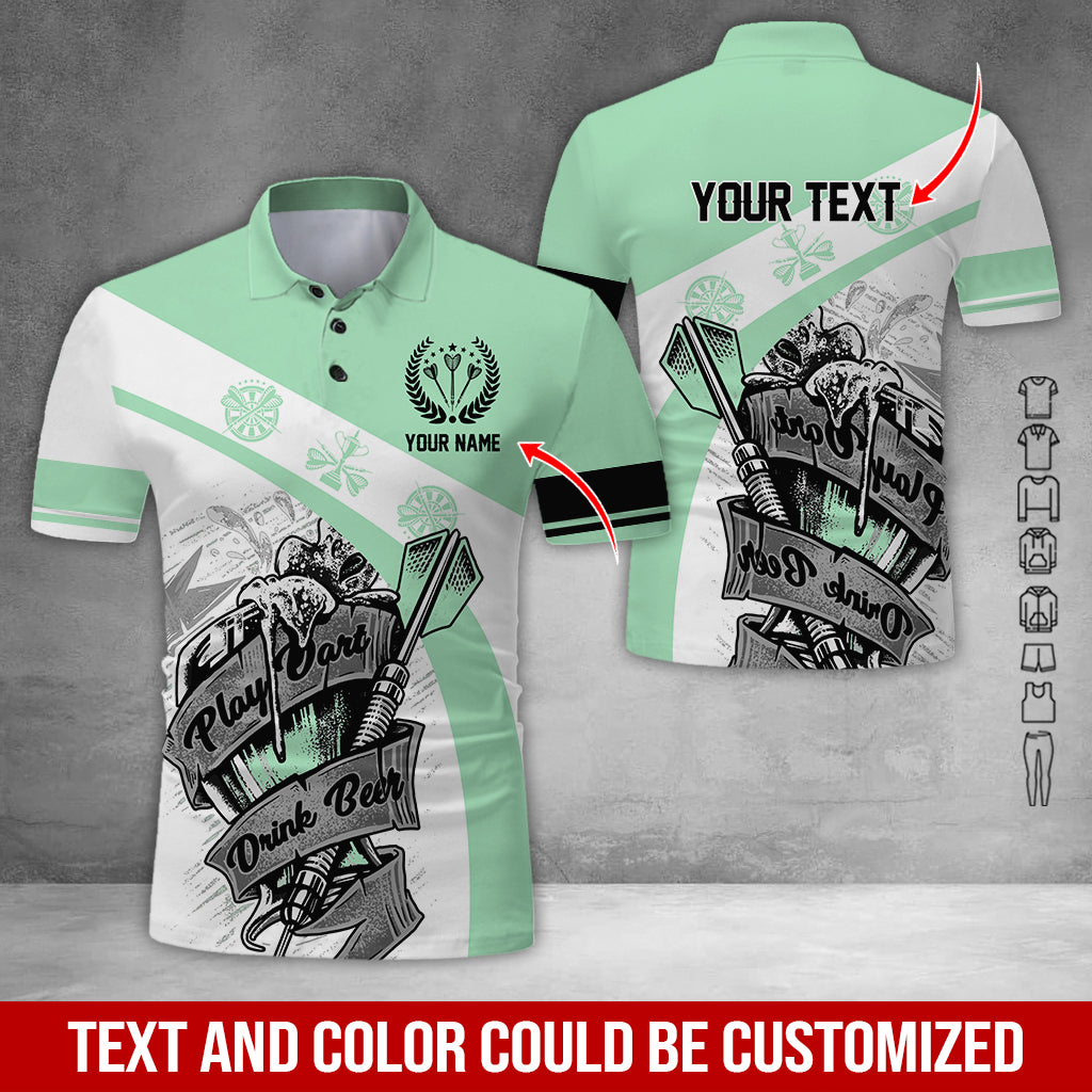 Customized Name & Text Darts Polo Shirt, Play Darts Drink Beer Personalized Darts Uniforms Polo Shirt - Perfect Gift For Darts Lovers, Darts Players