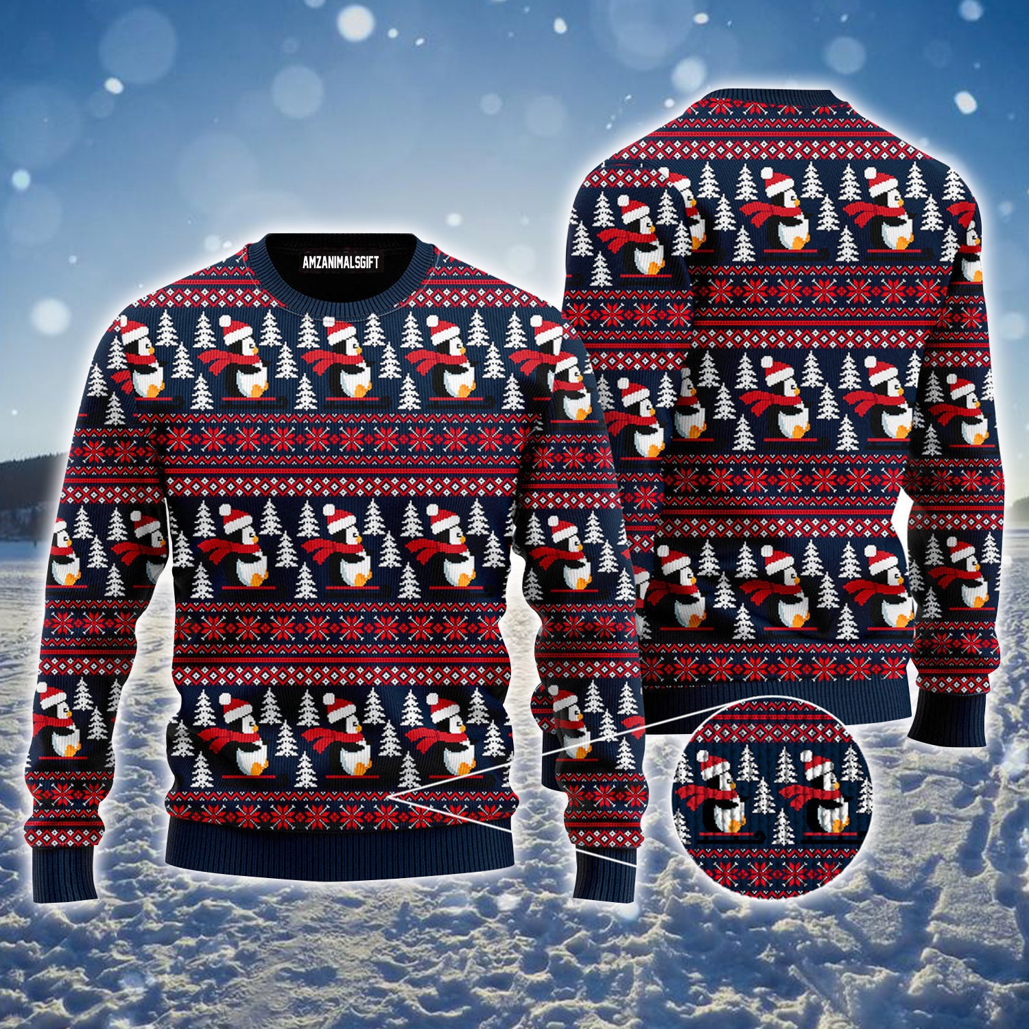 Penguins Ugly Christmas Sweater, Penguins I'm So Cool, Christmas Pattern Ugly Sweater For Men & Women - Perfect Gift For Christmas, Family, Friends