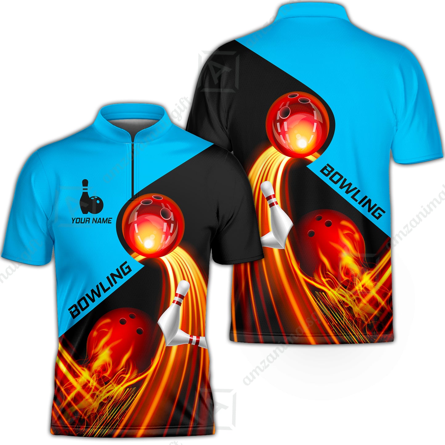 Custom Bowling Team Jersey Shirt - Amazing Fire Bowling Ball Pattern Personalized Name Bowling Jersey Shirt For Men & Women, Bowling Lover