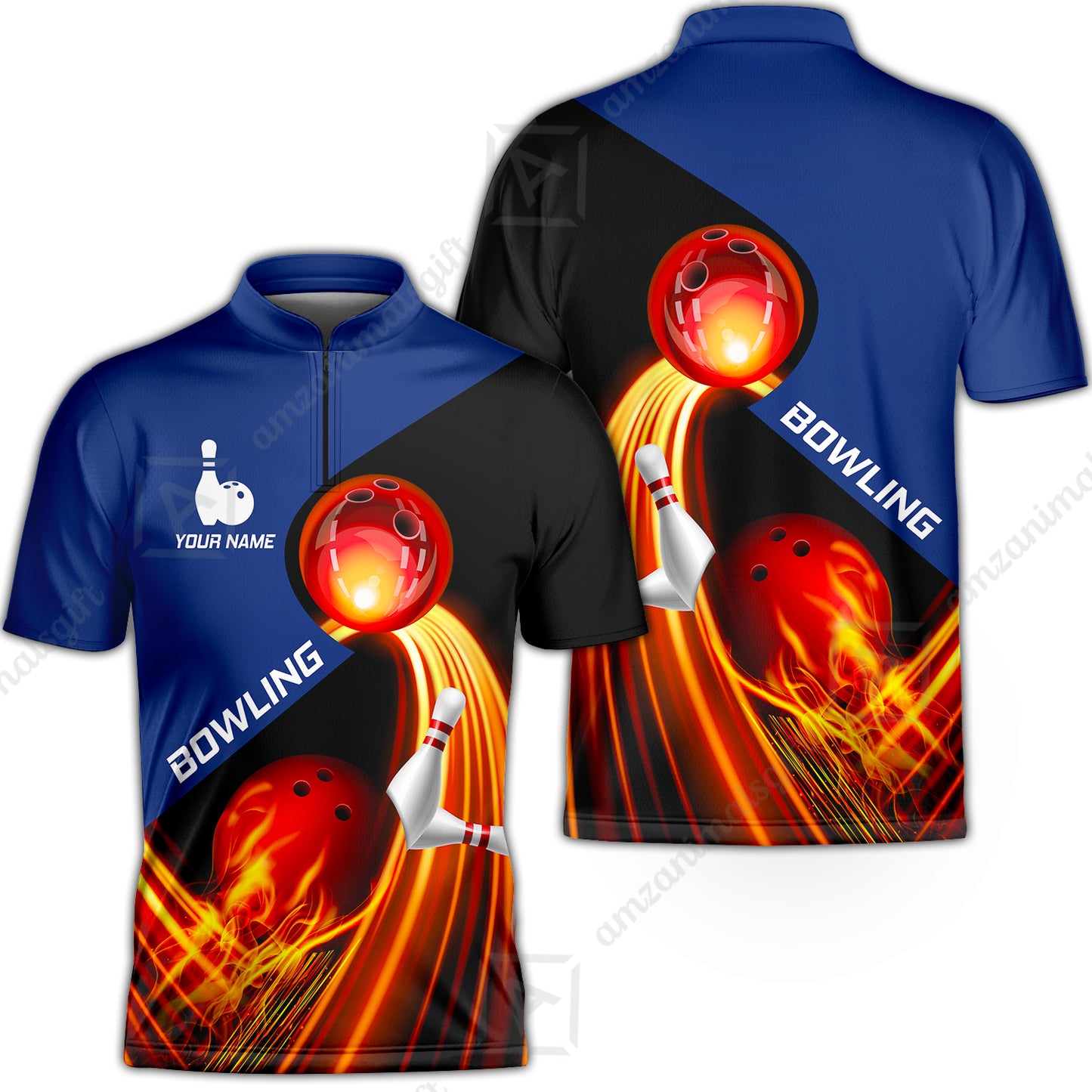 Custom Bowling Team Jersey Shirt - Amazing Fire Bowling Ball Pattern Personalized Name Bowling Jersey Shirt For Men & Women, Bowling Lover