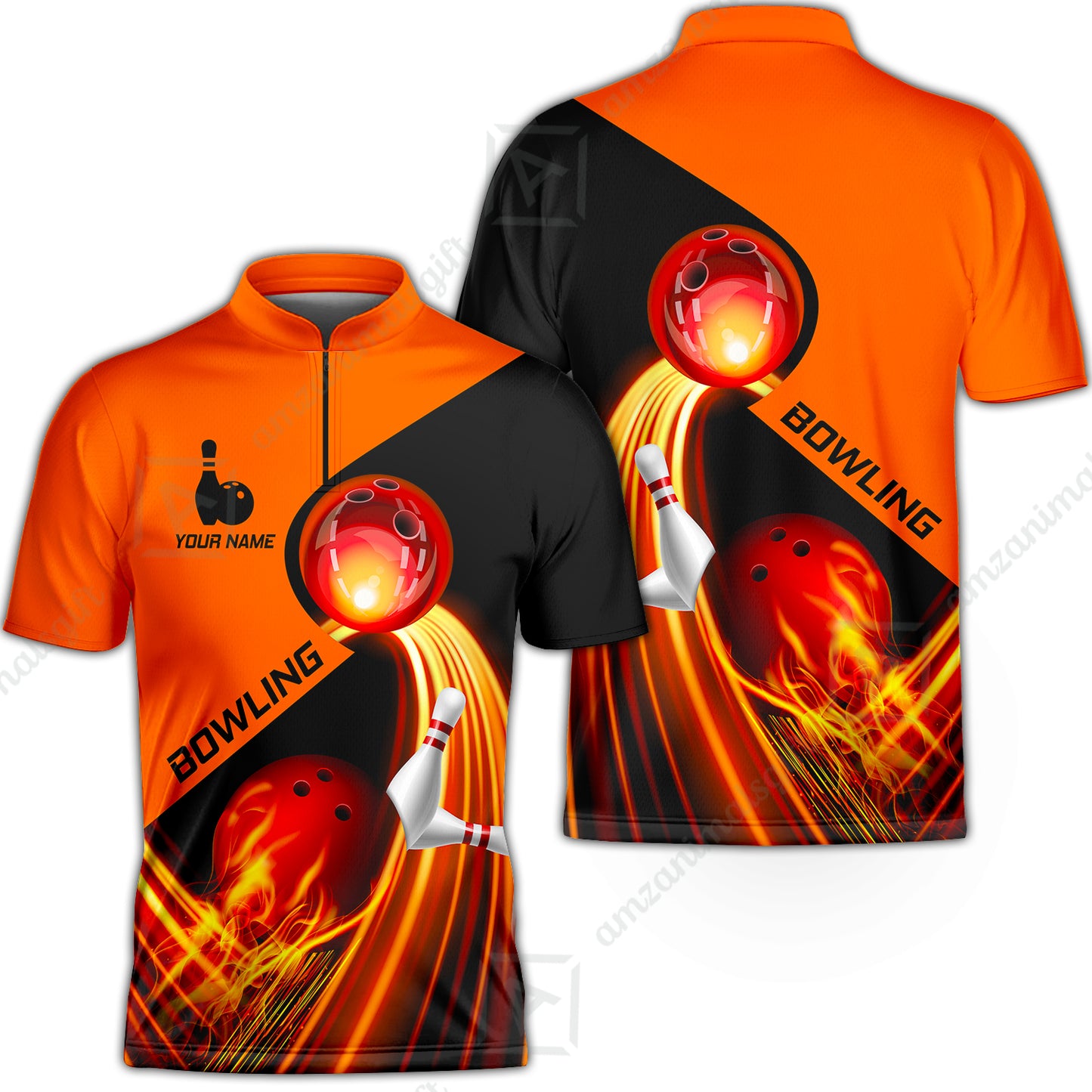 Custom Bowling Team Jersey Shirt - Amazing Fire Bowling Ball Pattern Personalized Name Bowling Jersey Shirt For Men & Women, Bowling Lover