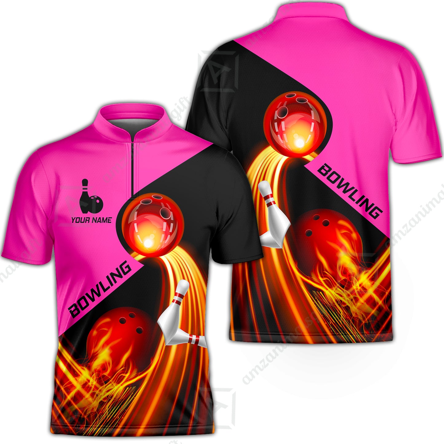 Custom Bowling Team Jersey Shirt - Amazing Fire Bowling Ball Pattern Personalized Name Bowling Jersey Shirt For Men & Women, Bowling Lover