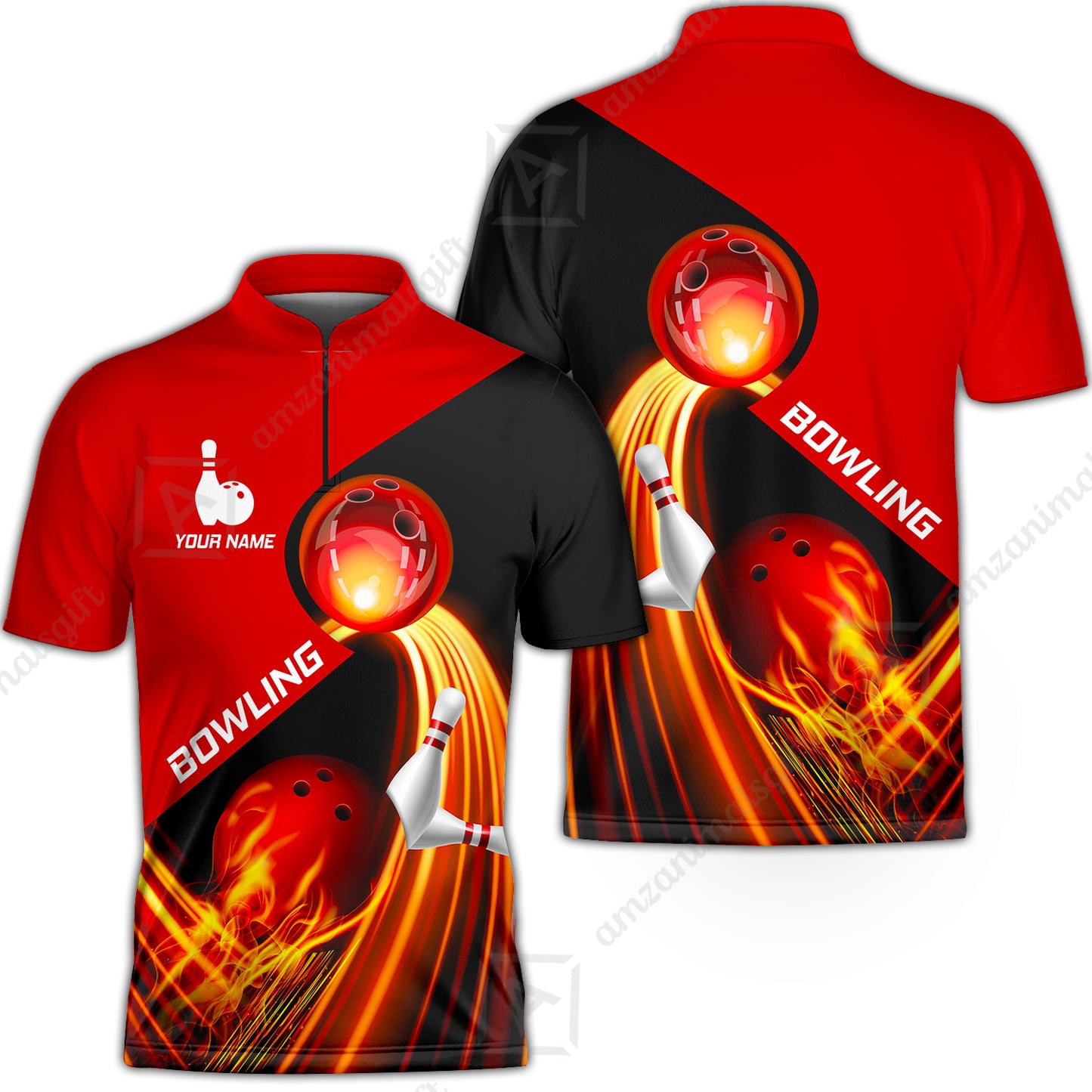Custom Bowling Team Jersey Shirt - Amazing Fire Bowling Ball Pattern Personalized Name Bowling Jersey Shirt For Men & Women, Bowling Lover