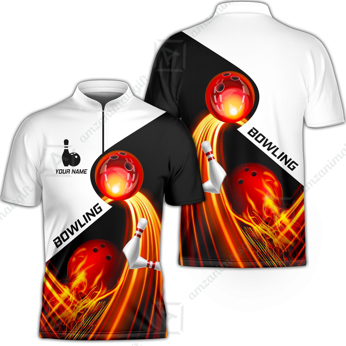 Custom Bowling Team Jersey Shirt - Amazing Fire Bowling Ball Pattern Personalized Name Bowling Jersey Shirt For Men & Women, Bowling Lover