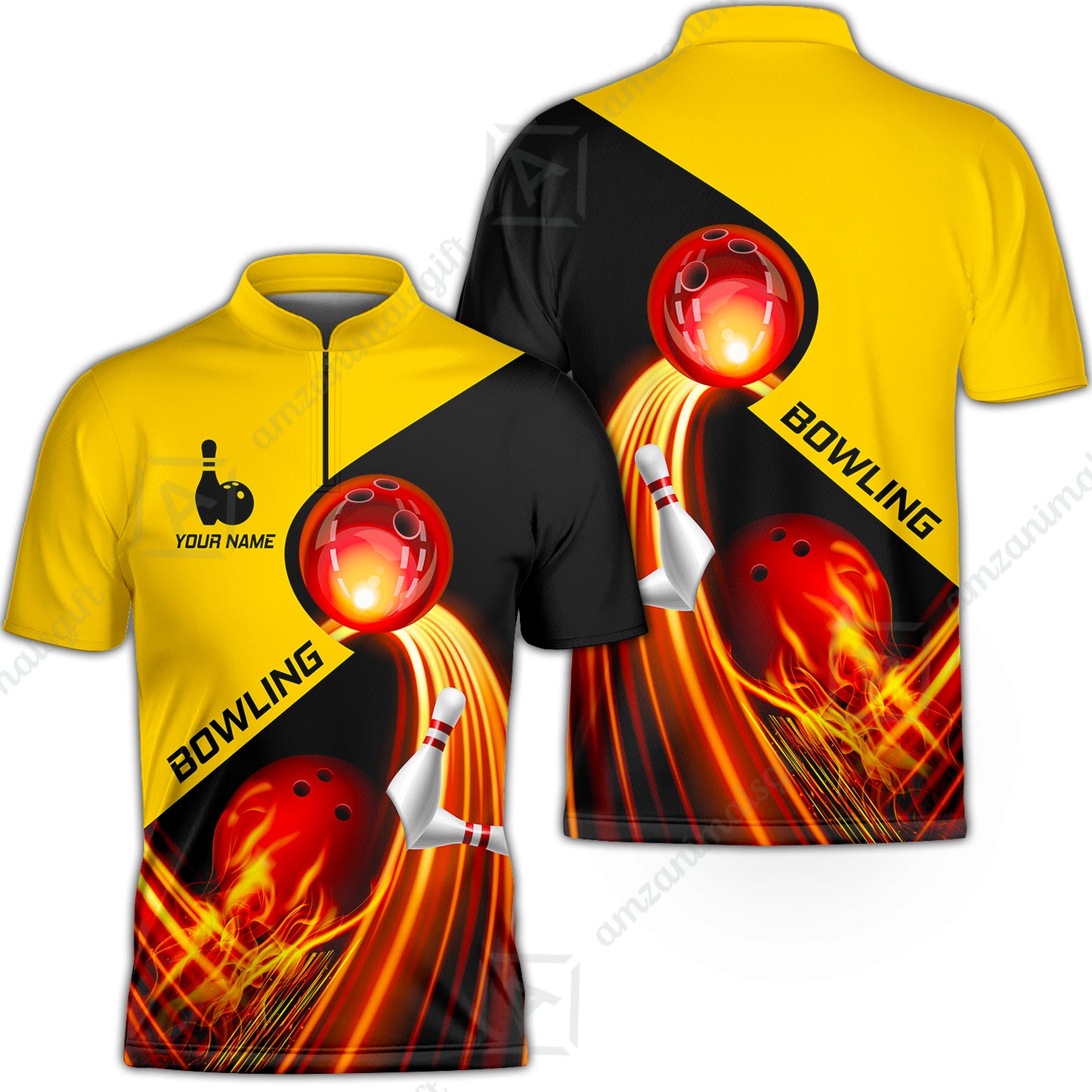 Custom Bowling Team Jersey Shirt - Amazing Fire Bowling Ball Pattern Personalized Name Bowling Jersey Shirt For Men & Women, Bowling Lover