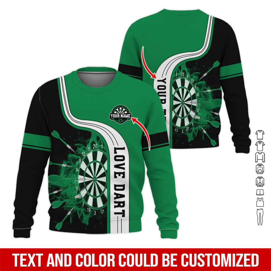 Customized Name & Text Darts Sweatshirt, Personalized Name Love Dart Sweatshirt For Men & Women - Gift For Darts Lovers, Darts Players