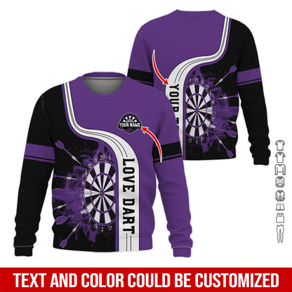 Customized Name & Text Darts Sweatshirt, Personalized Name Love Dart Sweatshirt For Men & Women - Gift For Darts Lovers, Darts Players