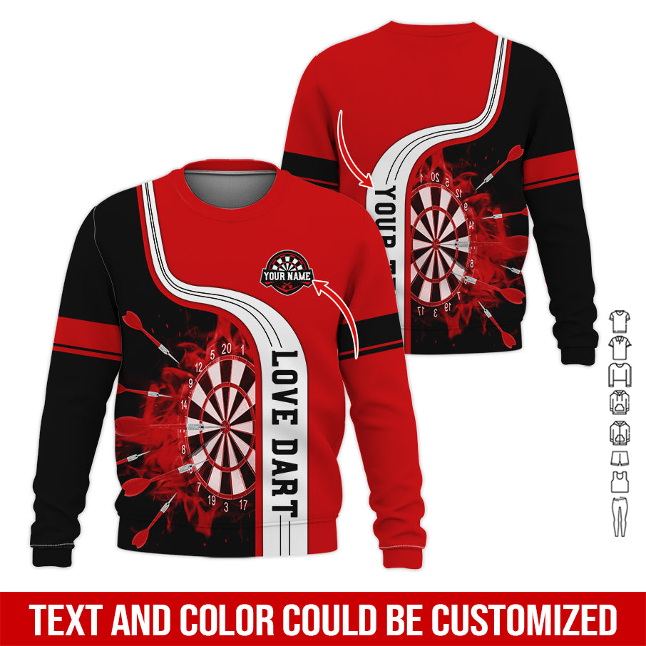 Customized Name & Text Darts Sweatshirt, Personalized Name Love Dart Sweatshirt For Men & Women - Gift For Darts Lovers, Darts Players