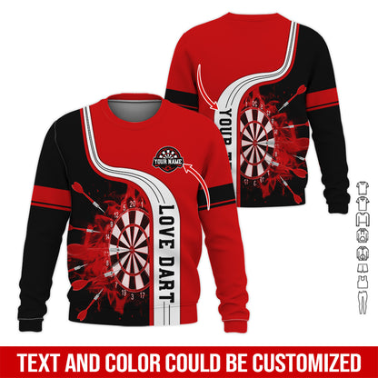 Customized Name & Text Darts Sweatshirt, Personalized Name Love Dart Sweatshirt For Men & Women - Gift For Darts Lovers, Darts Players