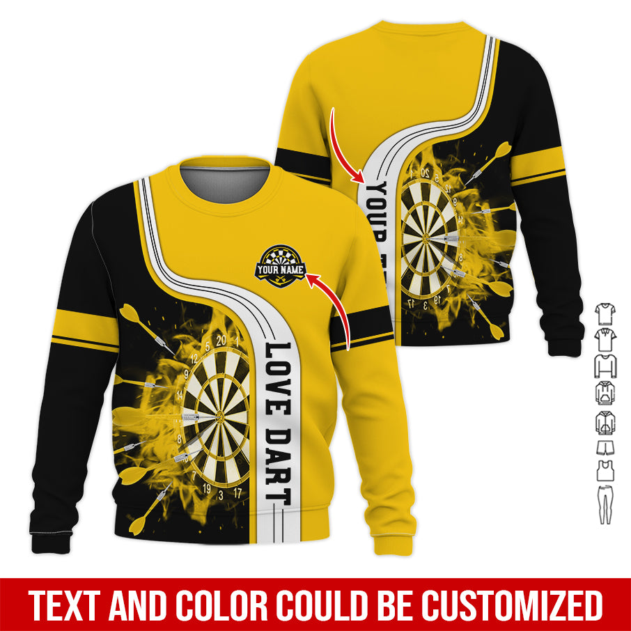 Customized Name & Text Darts Sweatshirt, Personalized Name Love Dart Sweatshirt For Men & Women - Gift For Darts Lovers, Darts Players