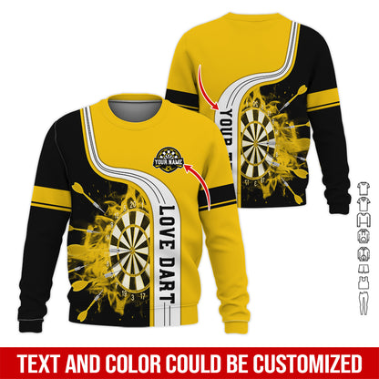 Customized Name & Text Darts Sweatshirt, Personalized Name Love Dart Sweatshirt For Men & Women - Gift For Darts Lovers, Darts Players