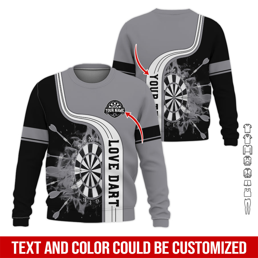Customized Name & Text Darts Sweatshirt, Personalized Name Love Dart Sweatshirt For Men & Women - Gift For Darts Lovers, Darts Players