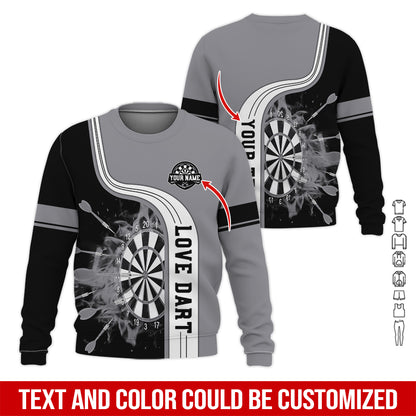 Customized Name & Text Darts Sweatshirt, Personalized Name Love Dart Sweatshirt For Men & Women - Gift For Darts Lovers, Darts Players