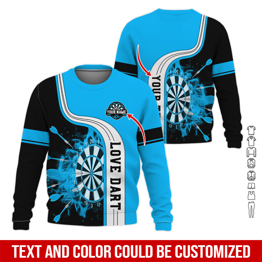 Customized Name & Text Darts Sweatshirt, Personalized Name Love Dart Sweatshirt For Men & Women - Gift For Darts Lovers, Darts Players