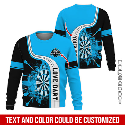 Customized Name & Text Darts Sweatshirt, Personalized Name Love Dart Sweatshirt For Men & Women - Gift For Darts Lovers, Darts Players