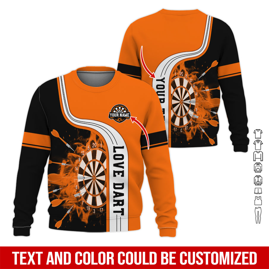Customized Name & Text Darts Sweatshirt, Personalized Name Love Dart Sweatshirt For Men & Women - Gift For Darts Lovers, Darts Players