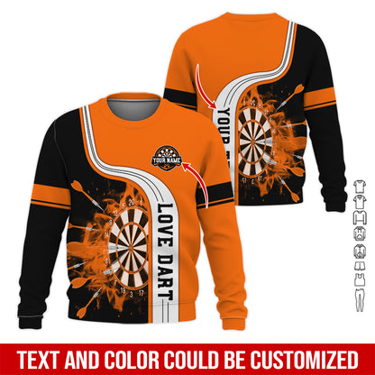Customized Name & Text Darts Sweatshirt, Personalized Name Love Dart Sweatshirt For Men & Women - Gift For Darts Lovers, Darts Players