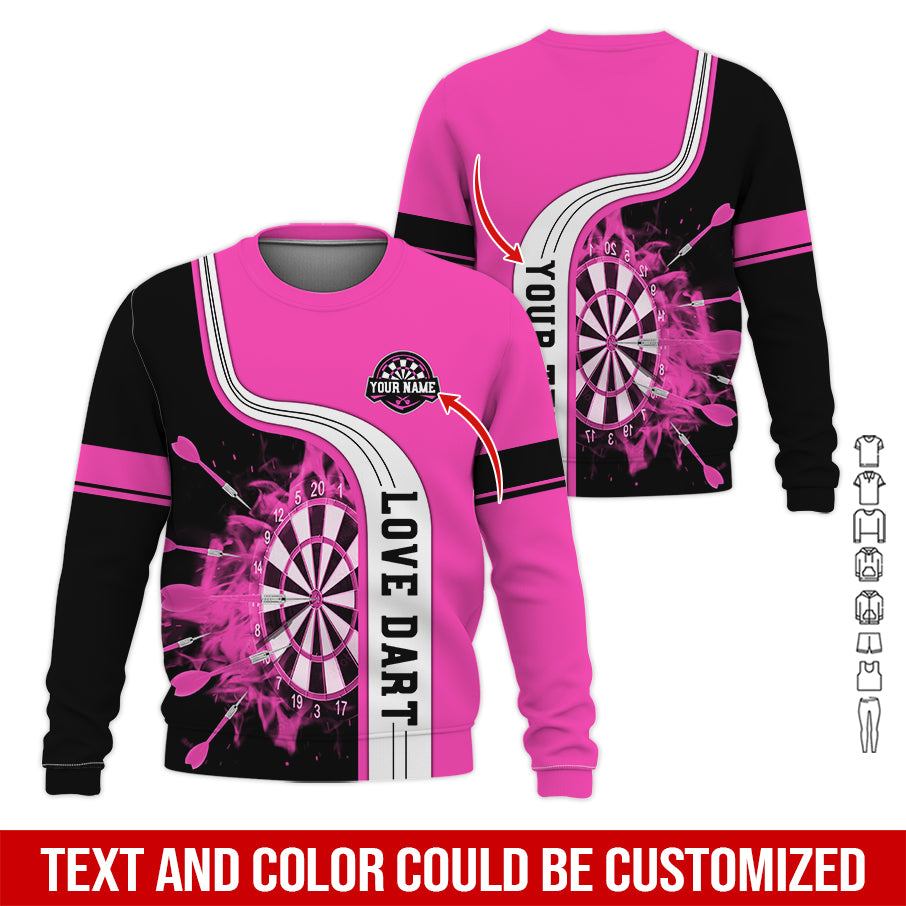 Customized Name & Text Darts Sweatshirt, Personalized Name Love Dart Sweatshirt For Men & Women - Gift For Darts Lovers, Darts Players