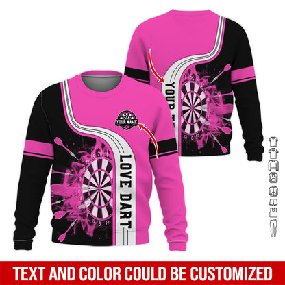 Customized Name & Text Darts Sweatshirt, Personalized Name Love Dart Sweatshirt For Men & Women - Gift For Darts Lovers, Darts Players