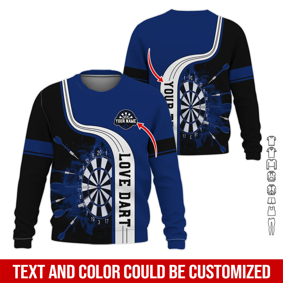 Customized Name & Text Darts Sweatshirt, Personalized Name Love Dart Sweatshirt For Men & Women - Gift For Darts Lovers, Darts Players