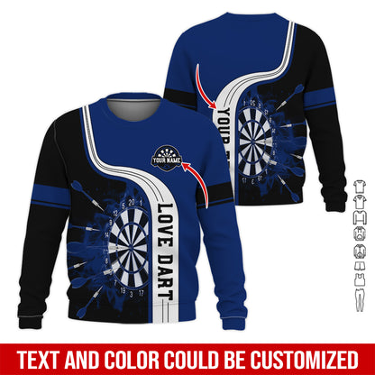 Customized Name & Text Darts Sweatshirt, Personalized Name Love Dart Sweatshirt For Men & Women - Gift For Darts Lovers, Darts Players