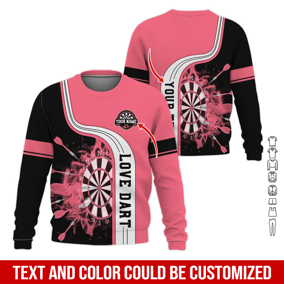 Customized Name & Text Darts Sweatshirt, Personalized Name Love Dart Sweatshirt For Men & Women - Gift For Darts Lovers, Darts Players