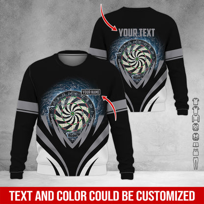 Customized Name & Text Darts Sweatshirt, Personalized Name Dartboard Sweatshirt For Men & Women - Gift For Darts Lovers, Darts Players