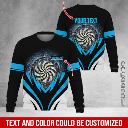 Customized Name & Text Darts Sweatshirt, Personalized Name Dartboard Sweatshirt For Men & Women - Gift For Darts Lovers, Darts Players