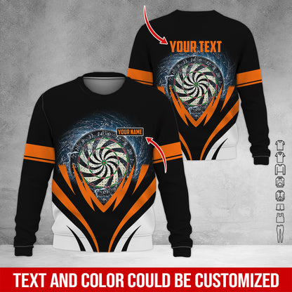 Customized Name & Text Darts Sweatshirt, Personalized Name Dartboard Sweatshirt For Men & Women - Gift For Darts Lovers, Darts Players